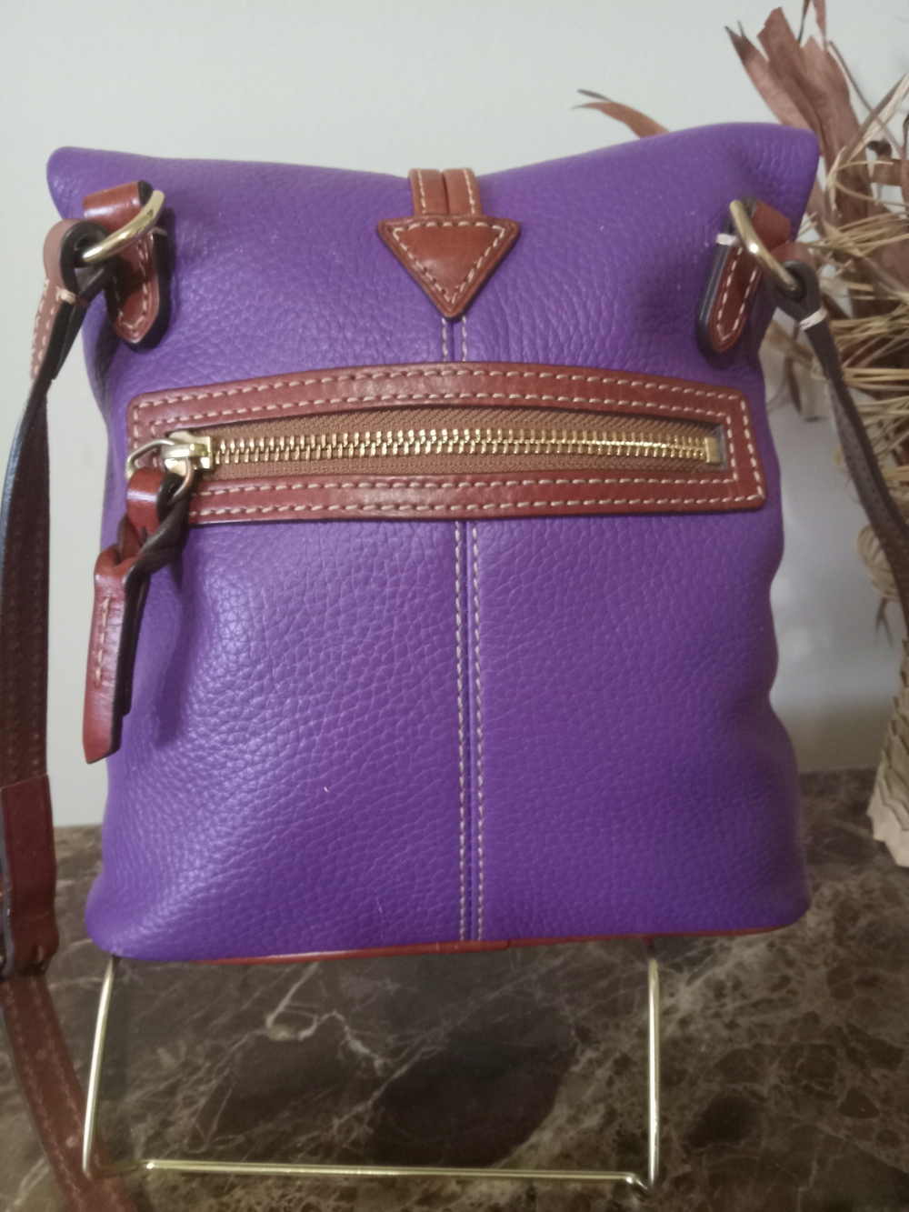Dooney & Bourke Purple Pebbled Leather Crossbody Bag EUC - Picture 13 of 16